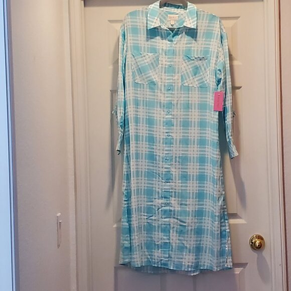 PLAID MIDI SHIRTDRESS with RUFFLED BACK - Picture 2 of 3